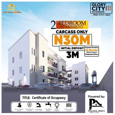 Carcass 2 Bedroom Apartment with 24 Months Interest Free, Glory City Extension Phase 3, Ibeju Lekki, Lagos, Block of Flats for Sale