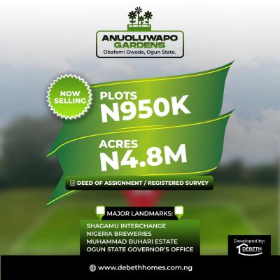Anuoluwapo Garden, Anuoluwapo Garden, Obafemi Owode, Ogun, Residential Land for Sale