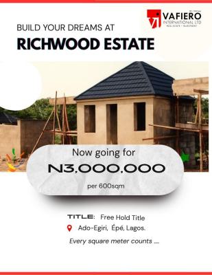 Premium Land, Richwoid Estate, Ado Egiri, Epe, Lagos, Mixed-use Land for Sale