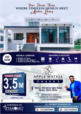 Luxury Land, Apple Matell Estate, Otulu/ Akwukwu Road, Asaba, Delta, Residential Land for Sale