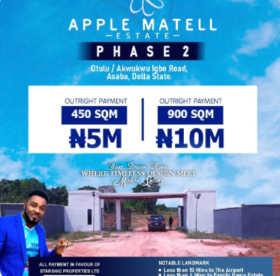 Luxury Land, Apple Matell Estate, Otulu/ Akwukwu Road, Asaba, Delta, Residential Land for Sale