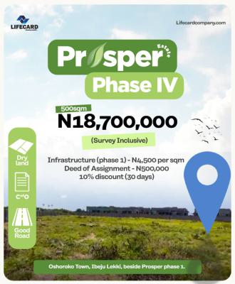 C of O Land, Prosper Estate Phase Iv, Osoroko, Ibeju Lekki, Lagos, Residential Land for Sale