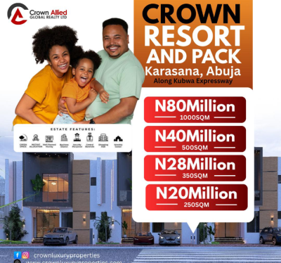 Land, Crown Resort and Park, Karsana, Abuja, Residential Land for Sale
