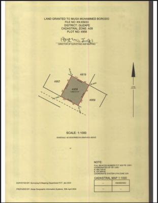 1,050sqm Guzape Main Land, Guzape Main, Guzape District, Abuja, Residential Land for Sale