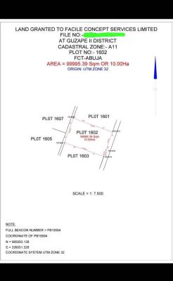 10 Hectares of Land in a Serene Location, Guzape District, Abuja, Mixed-use Land for Sale