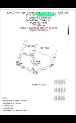 20 Hectares of Land in a Serene Location, Guzape District, Abuja, Mixed-use Land for Sale