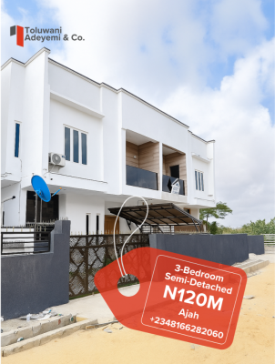 3 Bedroom Semi Detached House with Bq and Swimming Pool, Ajah, Lagos, Semi-detached Duplex for Sale