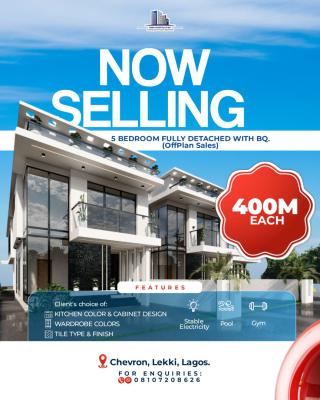 Luxury 5 Bedroom Fully Detached with Bq and Private Pool (offplan), Favored Height Estate, Chevron, Lekki, Lagos, Detached Duplex for Sale