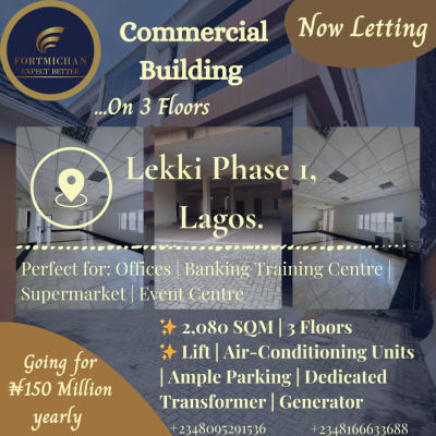 Purpose-built, Self-serviced Commercial Building, Lekki Phase 1, Lekki, Lagos, Office Space for Rent