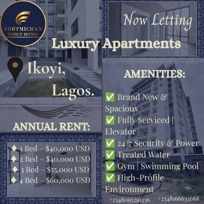 Newly Built, Fully Serviced Apartment Units, Ikoyi, Lagos, Flat / Apartment for Rent