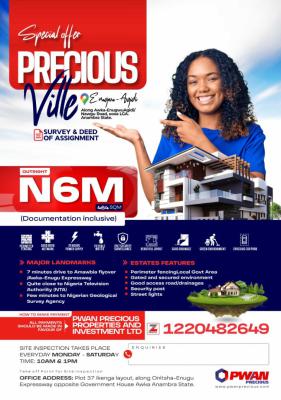 Invest in These Properties and  Thank Us Later, Precious Ville,along Awka Enugwu Agidi Nawgu Road, Njikoka, Anambra, Land for Sale