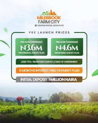 Cheap Farm Land in a Secure Estate, Milebrook Farm City, Obafemi Owode, Ogun, Industrial Land for Sale