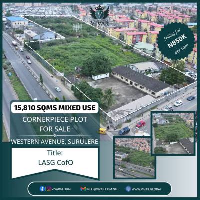 a Standard Prime Mixed-use Corner Piece Bareland, Surulere, Lagos, Mixed-use Land for Sale