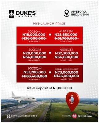 Pre-launch Offer on Land Close to The Lekki International Airport, Duke’s Landing, Close to The Lekki Airport, Ibeju Lekki, Lagos, Residential Land for Sale