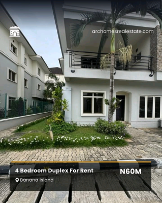 Spacious 4 Bedroom Semi-detached Duplex with 2 Rooms Boys Quarters., Banana Island, Ikoyi, Lagos, House for Rent
