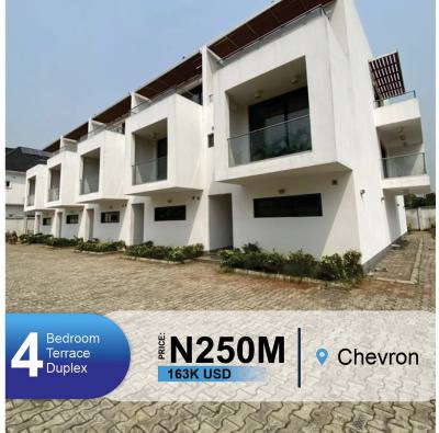 Lovely 4 Bedroom Terrace Duplex with Bq, Chevron, Lekki, Lagos, Terraced Duplex for Sale