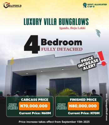 Luxury Bungalows By Ay - Luxury 4 Bedroom Fully Detached Bungalows, Igando, Ibeju Lekki, Lagos, Detached Bungalow for Sale