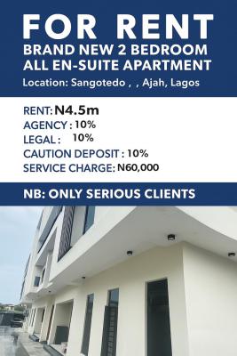 Brand New 2 Bedroom Flat Apartment in a Secured Estate, Blenco, Olokonla, Ajah, Lagos, Flat / Apartment for Rent