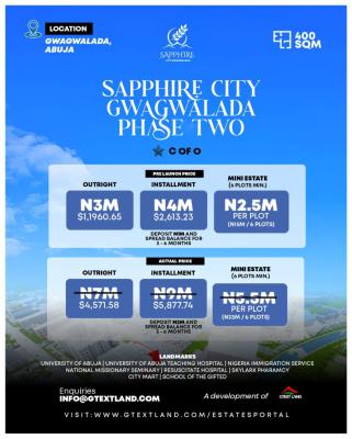 Sapphire Estate Gwagwalada, Abuja., Gwagwalada Expressway ,close to University of Abuja  Main Campus., Gwagwalada, Abuja, Mixed-use Land for Sale