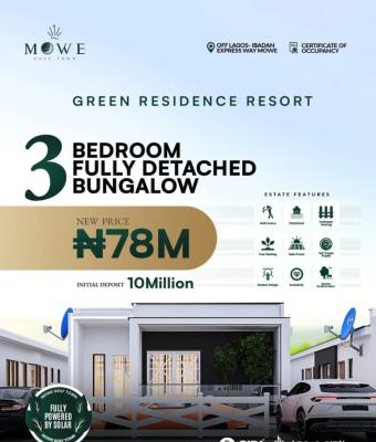 Luxury Fully Detached Bungalow in a Golf Course Estate, Green Residence Resort Located at Mowe Golf Course Resort, Mowe Town, Ogun, Detached Bungalow for Sale