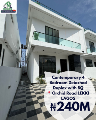 Contemporary 4 Bedroom Fully Detached Duplex with Bq, Orchid Road Lekki Lagos, Lekki, Lagos, Detached Duplex for Sale
