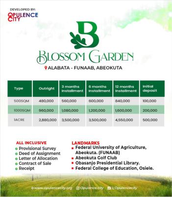 Blossom Garden Estate, Funaab, Alabata, Abeokuta South, Ogun, Land for Sale