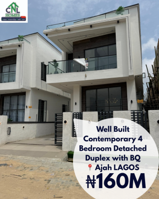 Well Built Contemporary 4 Bedroom Detached Duplex with Bq, Ajah Lagos, Ajah, Lagos, House for Sale