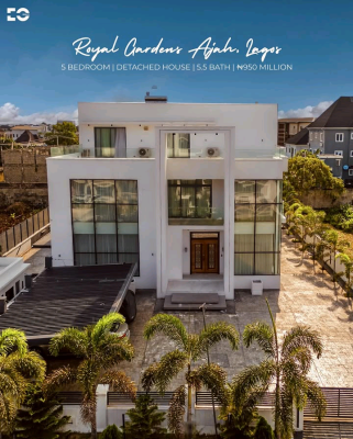 5 Bedoom Detached House, Royal Garden, Ajah, Lagos, House for Sale