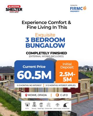 Stunning 3-bedroom Fully Detached Bungalow in Mowe Town, (25mins Drive to Ikeja), Mowe Town, Ogun, Detached Bungalow for Sale
