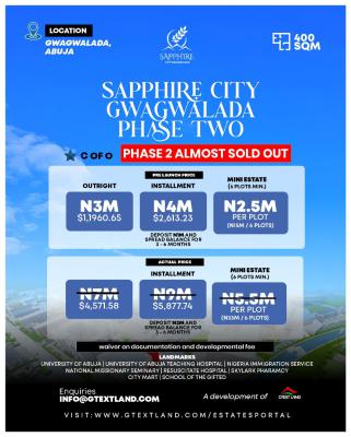 3m per Plot at Sapphire City Gwagwalada, Abuja (waiver on Doc & Dev ), Paikore, Gwagwalada, Abuja, Mixed-use Land for Sale