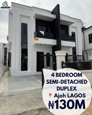 4 Bedroom Semidetached Duplex, Ajah Lagos, Ajah, Lagos, Semi-detached Duplex for Sale