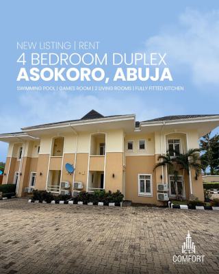 4 Bedroom Semi-detached Duplex with Bq, Asokoro District, Abuja, House for Rent