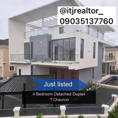 Lovely 4 Bedroom Detached Duplex with Swimming Pool and Bq, Chevron, Lekki, Lagos, Detached Duplex for Sale