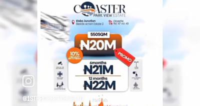 100% Dryland  Facing The Coastal Road, Coaster Park View Estate, Eleko Junction, Eleko, Ibeju Lekki, Lagos, Residential Land for Sale