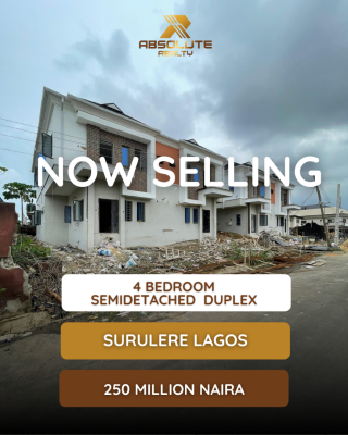 Exquisitely Built 4 Bedroom Semi Detached Duplex with a Bq, Surulere, Surulere, Lagos, House for Sale