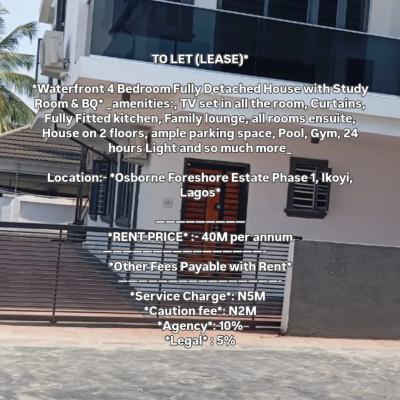 Waterfront 4 Bedroom Fully Detached House with Study Room & Bq, Waterfront, Osborne, Ikoyi, Lagos, Detached Duplex for Rent