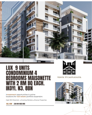 Luxury 4 Bedroom Penthouse with 2 Room Bq Each., Dglover Pearl, Ikoyi, Lagos, Terraced Duplex for Sale
