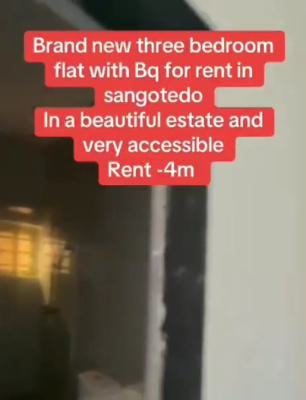 Brand New 3-bedroom Apartment with Bq, Shoprite Road, Sangotedo, Ajah, Lagos, Flat / Apartment for Rent