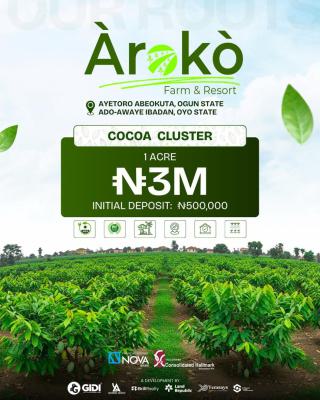 Cocoa Estate.   Aroko Farm Resort( 1 Acre), Aiyetoro, African First Luxury Farm, Abeokuta North, Ogun, Commercial Land for Sale