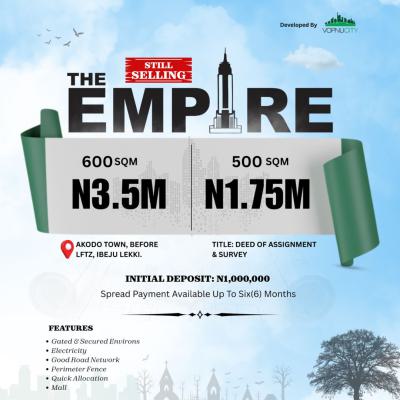 Strategically Located Land with Registered Survey and Deed of Assignme, The Empire Perfectly Located at Akodo Town, Ibeju Lekki, Lagos, Residential Land for Sale