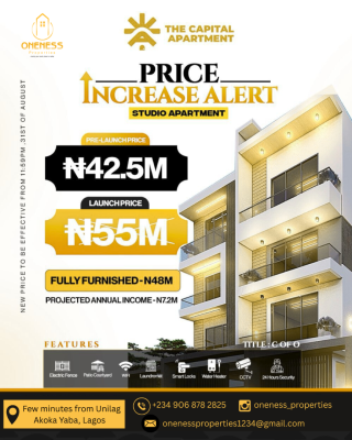 Studio Apartment Cashflow Producing Asset Suitable for Investment, Akoka, Yaba, Lagos, Self Contain (single Rooms) for Sale