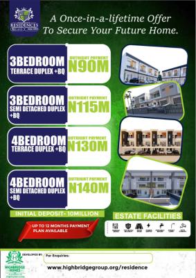 Highbridge Residences, Abijo, Lekki, Lagos, Terraced Duplex for Sale