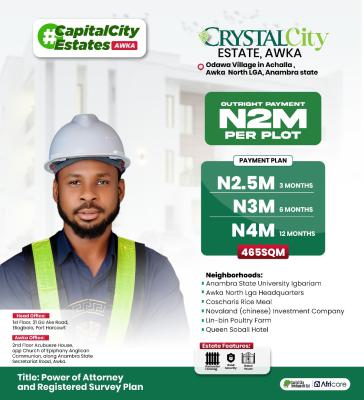 Government Approved Estate, Strategically Located, Crystal City Estate, Achalla Town, Awka, Anambra, Mixed-use Land for Sale