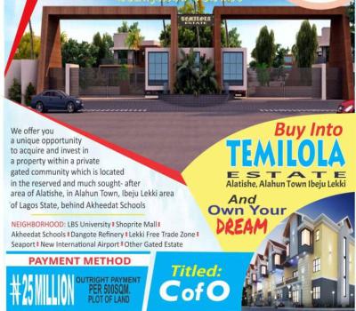 Affordable Luxury Plots of Land, Temilola Estate, Alatishe, Alahun Town, Ibeju Lekki, Lagos, Mixed-use Land for Sale