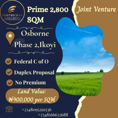 Prime Exclusive 2,800 Sqm Joint Venture (jv), Osborne Phase 2, Ikoyi, Lagos, Residential Land Joint Venture
