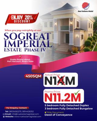 Land 450sqm, Sogreat Imperial Estate Phase Iv, Eneka, Port Harcourt, Rivers, Mixed-use Land for Sale
