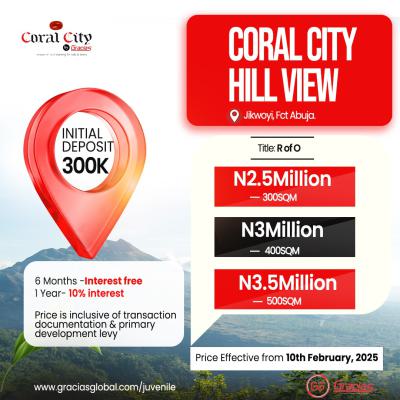 Affordable Land with Right of Occupancy (r of O), Coral City Hill View  Nestled in Jikwoyi, Wuse 2, Abuja, Residential Land for Sale
