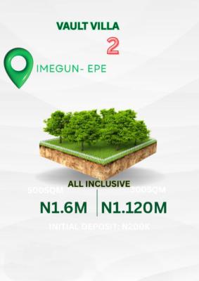 Promo Land with Registered Survey and Free Documentation, Vault Villa 2 Nested in The Heart of Imegun, Epe, Lagos, Residential Land for Sale