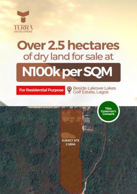 2.5 Hectares of Dry Land Beside Lakowe Golf Course, Lakowe, Lakowe, Ibeju Lekki, Lagos, Residential Land for Sale