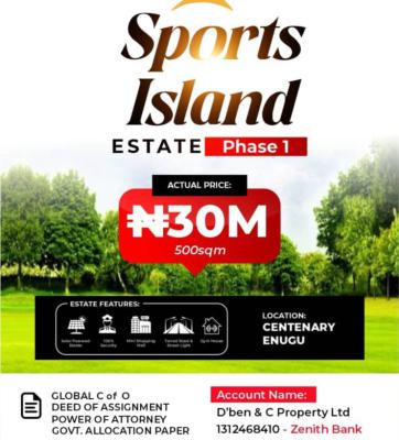 Estate Land, Sports Island Estate, Centenary City, Enugu, Enugu, Residential Land for Sale